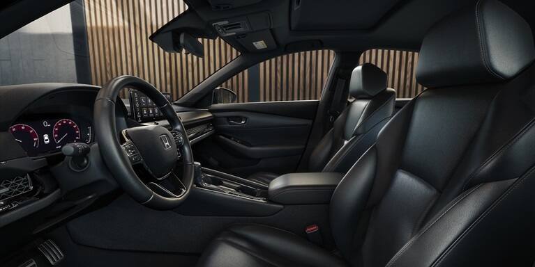 2026 Honda Accord Black interior with a view of front seats.